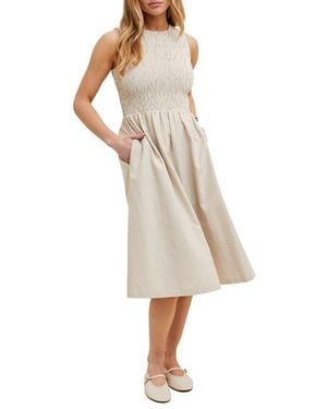 princess polly baby blue dress Beige Gingham Plunge Button Front Woven Smock Dress main image 0