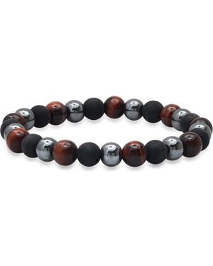 Steeltime Hematite And Lava Bead Stretch Bracelet - Black