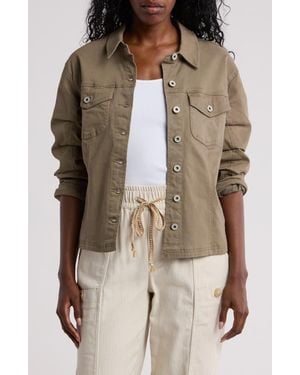 Democracy Cinch Sleeve Denim Jacket - Natural