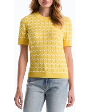 Laundry by Shelli Segal Chevron Short Sleeve Sweater - Yellow