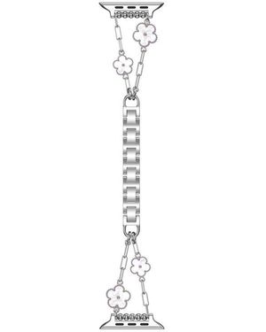 The Posh Tech Flora Stainless Steel Apple Watch Watchband - White