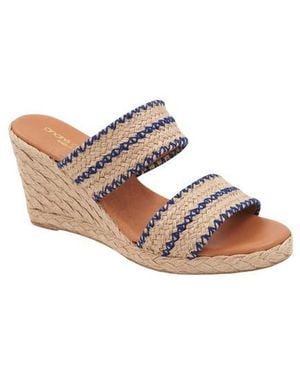 Andre Assous Nolita Raffia Espadrille Platform Wedge Slide Sandal - Pink