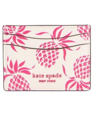 Kate Spade Morgan Pineapple Embossed Card Case - Pink