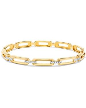 H.J. Namdar 14K Diamond Paper Clip Hinged Bangle Bracelet - Metallic