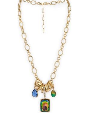 Saachi Stone Charm Chain Necklace - Metallic