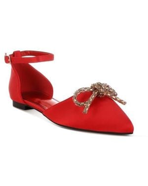 Rag & Co Simina Embellished Ankle Tie Flat - Red