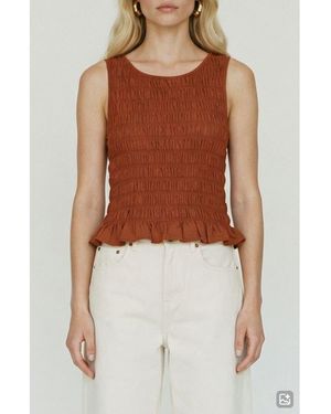 Vero Moda Nori Smocked Sleeveless Top - Brown
