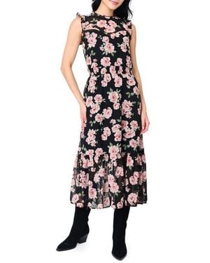 Gibsonlook Sweetheart Sleeveless Floral Dress - Black