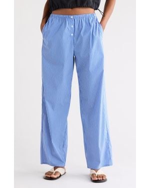 GOOD AMERICAN Poplin Pull-On Pants - Blue