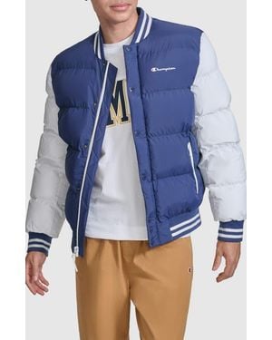 Champion Varsity Quilted Bomber Jacket - Blue