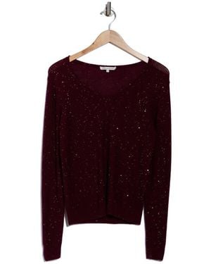 Sofiacashmere Sequin V-Neck Wool Cashmere Blend Sweater - Purple