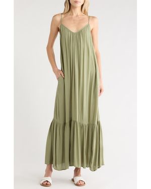 Melrose and Market Gauze Tiered Maxi Dress - Green