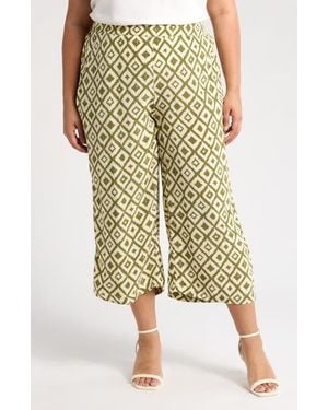 Tahari Crop Wide Leg Palazzo Pants - Metallic