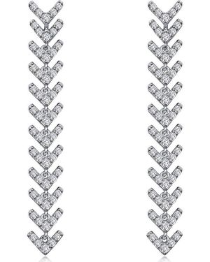 Lafonn Simulated Diamond Chevron Linear Drop Earrings - White