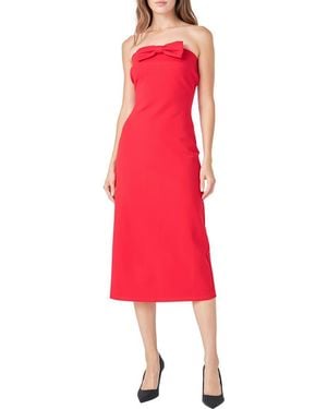 Endless Rose Strapless Bow Midi Dress - Red