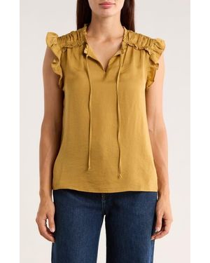 DR2 by Daniel Rainn Ruffle Tie Neck Top - Natural