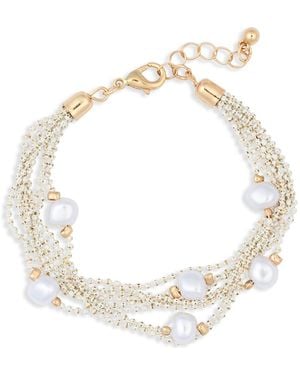 Nordstrom Rack Faux Pearl Multirow Ball Chain Bracelet - White