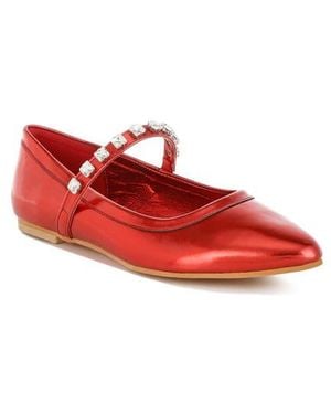 Rag & Co Gloxinia Water Repellent Pointed Toe Flat - Red