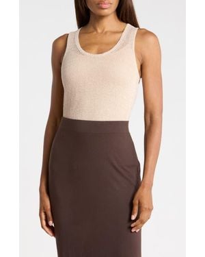 Vince Beachy Linen Open Stitch Tank - Natural