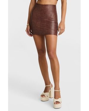 Commando Faux Leather Crocodile Print Skort - Brown