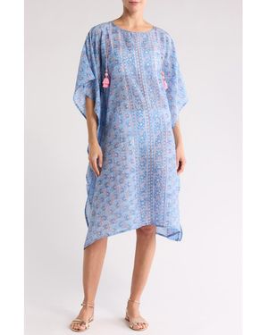 Alicia Bell Cotton & Silk Voile Caftan - Blue