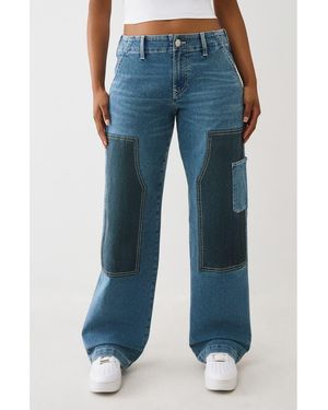 TRUE RELIGION Colorblock Wide Leg Carpenter Jeans - Blue