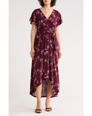 WEST K Flutter Sleeve High-Low Dress - Red