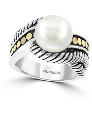 Effy Sterling & 18K Freshwater Pearl Ring - White