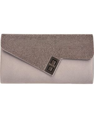 Lady Couture Chic Rhinestone & Satin Envelope Clutch - Gray