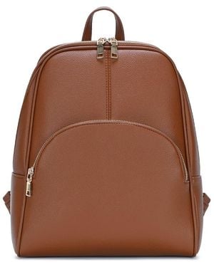 Sasha + Sofi Faux Leather Zip Front Backpack - Brown