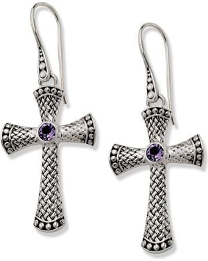 Samuel B. Sterling Cross Earrings - Metallic