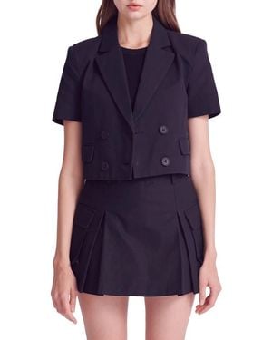 English Factory Short Sleeve Double Breasted Blazer - Purple