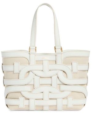 Sam Edelman Bay Small Dye Cut Leather Tote Bag - White