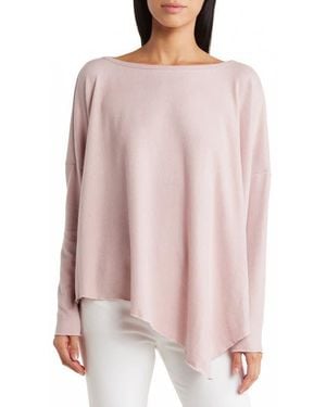 Go Couture Long Sleeve Asymmetric Hem Top - Pink