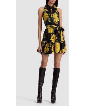 Alice + Olivia Miranda Floral Tiered Minidress - Black