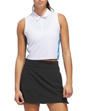adidas Beyond The Course Twistknit Sleeveless Crop Polo - White