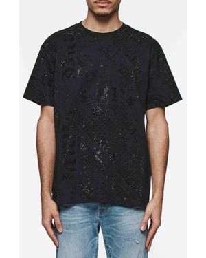 Purple Brand Rhinestone Heavyweight Jersey T-Shirt - Black