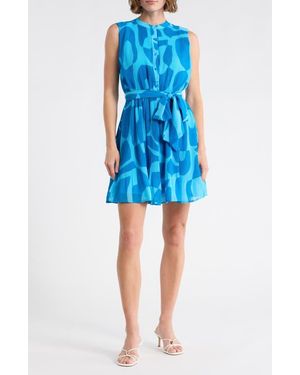 Sam Edelman Pleated Tie Waist Dress - Blue