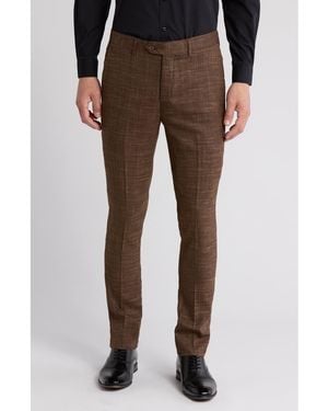 Tahari Plaid Slim Fit Dress Pants - Brown