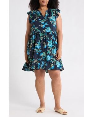 Caslon Ruffle Shoulder Minidress - Blue