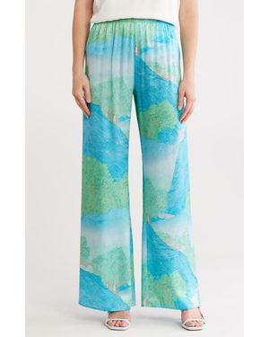 Cult Gaia Stacie Silk Straight Leg Pants - Blue