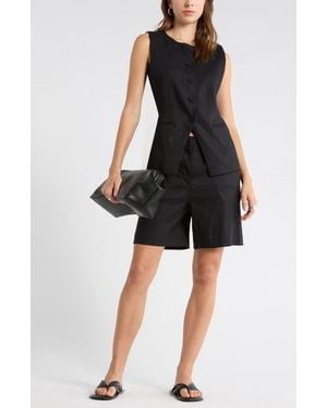 Nordstrom Pleat Front Trouser Shorts - Black