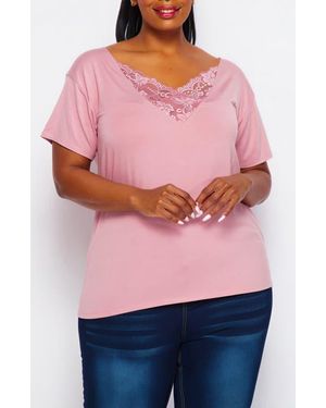 BLUEGREY Reversible Lace V Neck T-Shirt - Pink