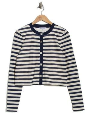 Ramy Brook Cambria Stripe Crop Cardigan - Blue