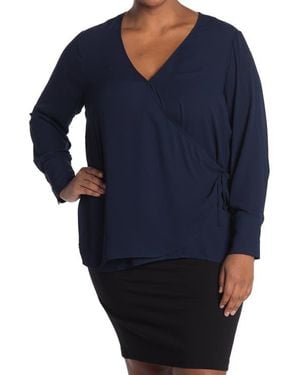 Pleione Long Sleeve Wrap Blouse - Blue