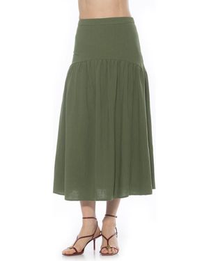 Alexia Admor Michel High Waist Shirred Midi Skirt - Green