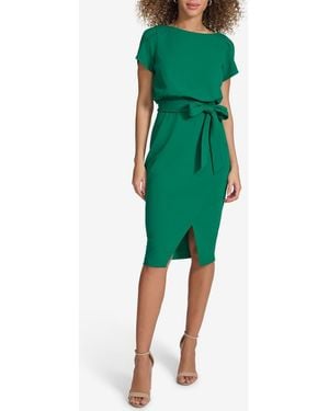 Kensie Plyr Tie Waist Midi Dress - Green