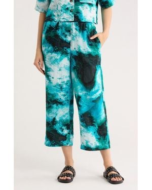 DKNY Print Linen Pants - Blue