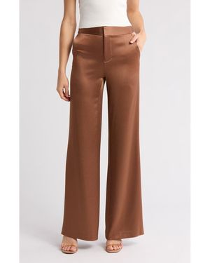 Alice + Olivia Calvin Satin Wide Leg Pants - Brown