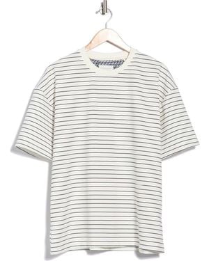 Denim and Flower Stripe Crewneck T-Shirt - White